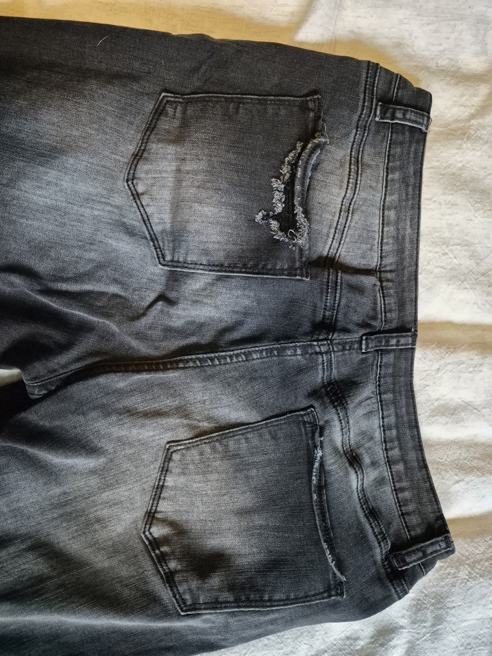 High-Rise Distressed Flare Jeans - Black - Picture 10 of 15